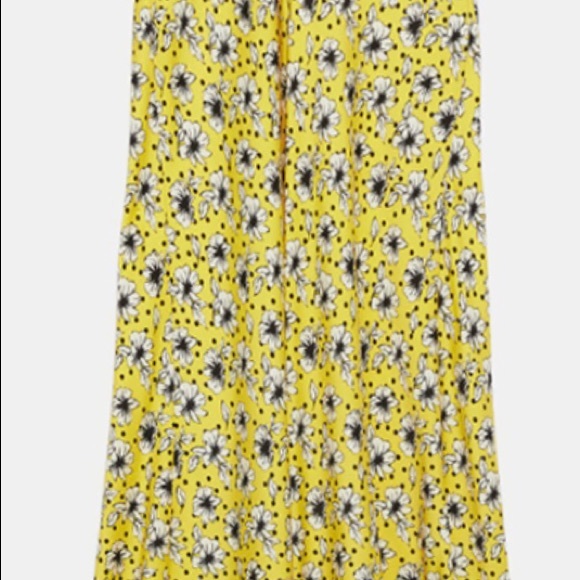 Zara yellow floral midi slip skirt - Picture 4 of 4